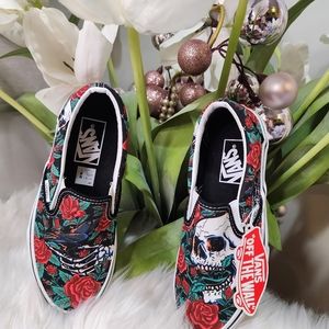 Vans CLASSIC SLIP-ON ROSE SKULLS SHOE women5.5